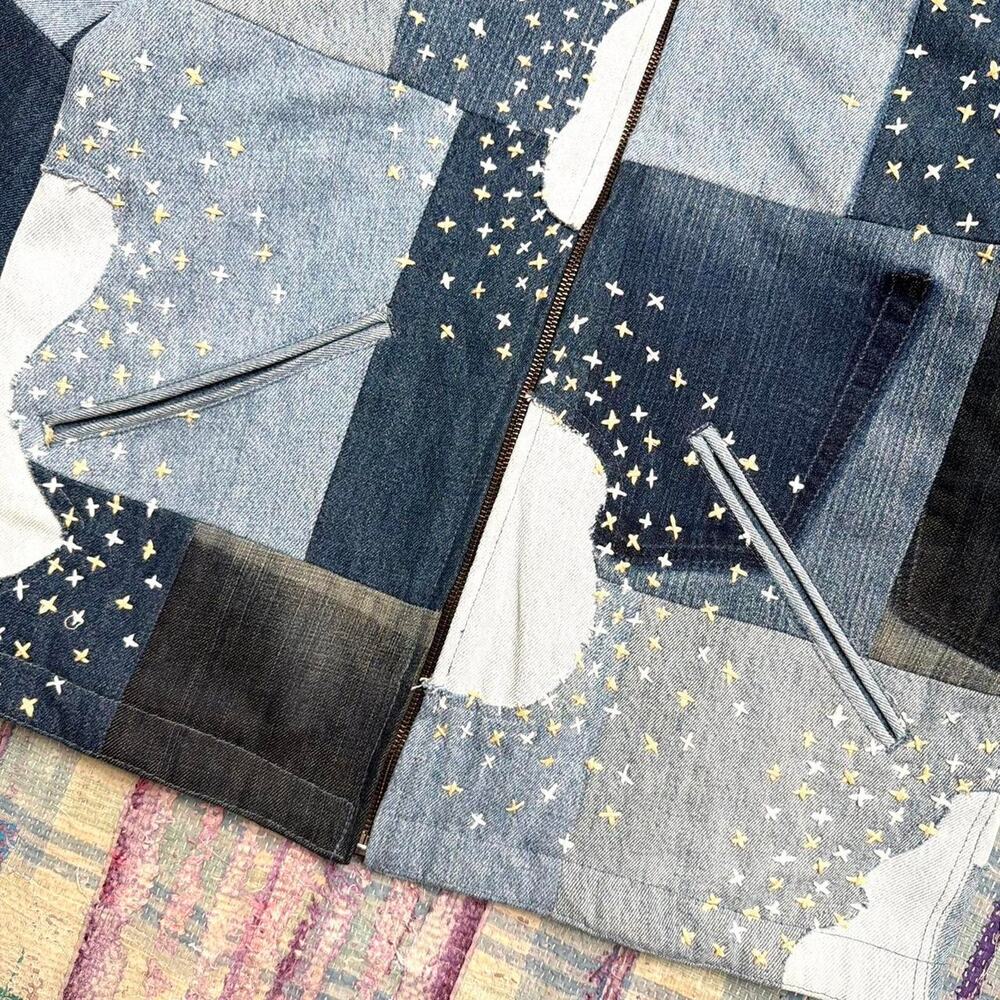Custom Upcycled bomber jacket with sashiko handstitching - Picture 4 of 8